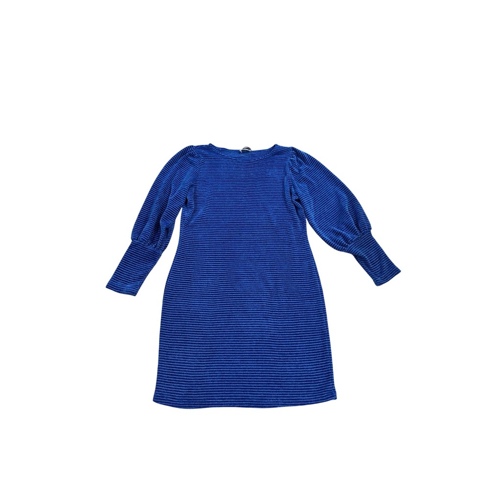 Chenault Blue Striped Puff Sleeve Knit Sweater‎ Dress Size Medium